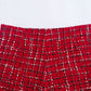 Warm Plaid Blazer and High-Waisted Skort 2 PCS Set