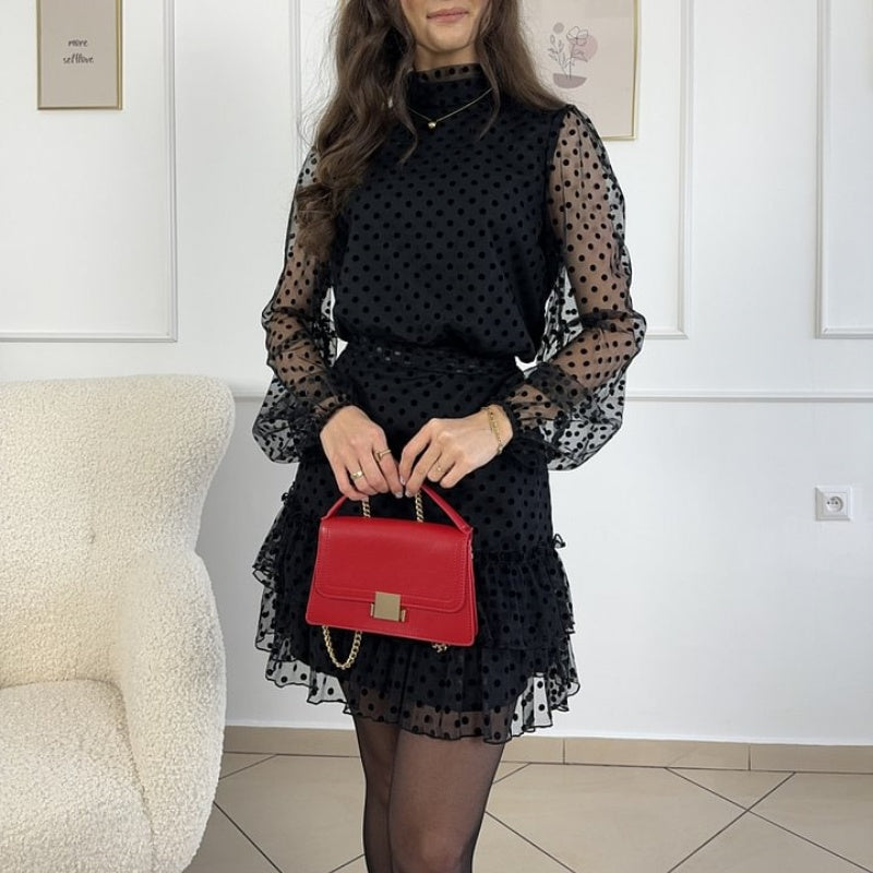👗 "Vintage Dot Sheer Dress" 🖤, make every day full of elegance and confidence! 🌟