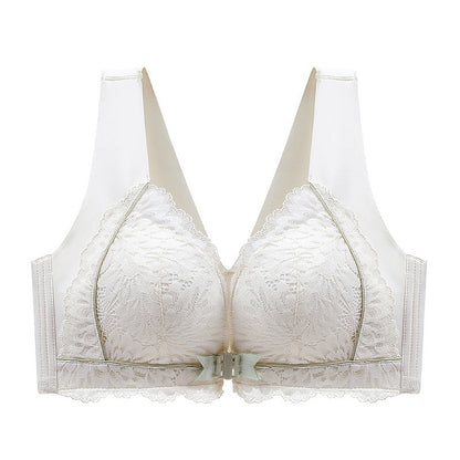 Women's Front-Clasp Lace Bra with Lift and Anti-Sagging Design