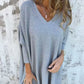 Women's Long Sleeve Knitted V-Neck Loose Long Top（50% OFF）