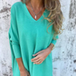 Women's Long Sleeve Knitted V-Neck Loose Long Top（50% OFF）