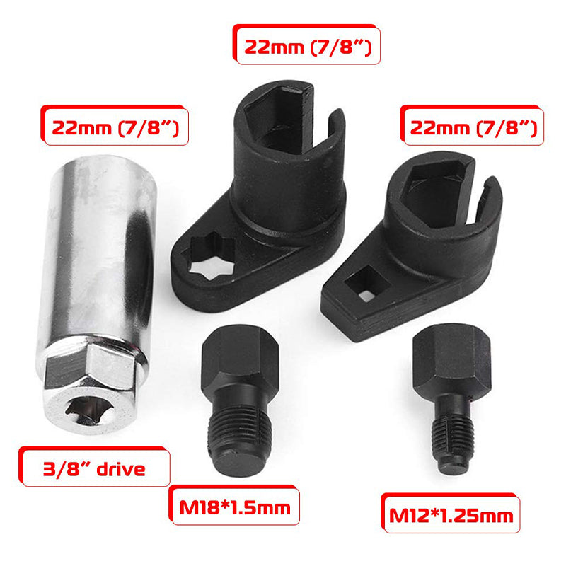 Automotive O2 Sensor Offset Socket & Thread Chaser 5 PCS Set