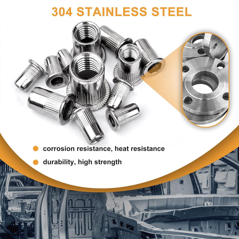 🛠️Threaded Insert Nut Rivet Nuts Set with Flat Head