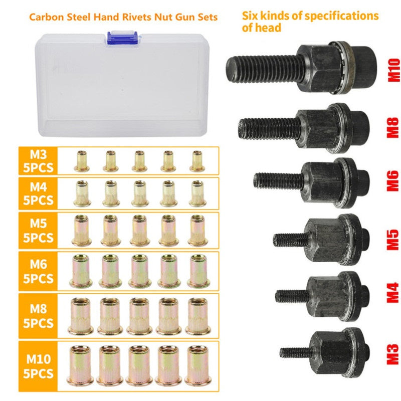 🛠️Threaded Insert Nut Rivet Nuts Set with Flat Head