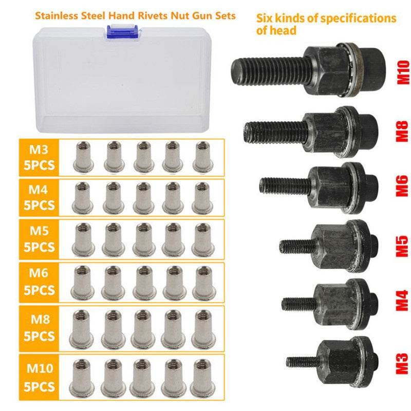 🛠️Threaded Insert Nut Rivet Nuts Set with Flat Head