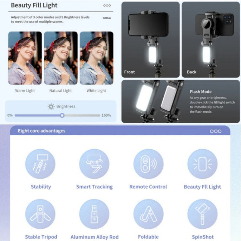 💥Limited Time Sales - 50% OFF💥📱360° Rotating 3-Axis Foldable Gimbal Stabilizer for Smartphones Capture Life Rock-Steady