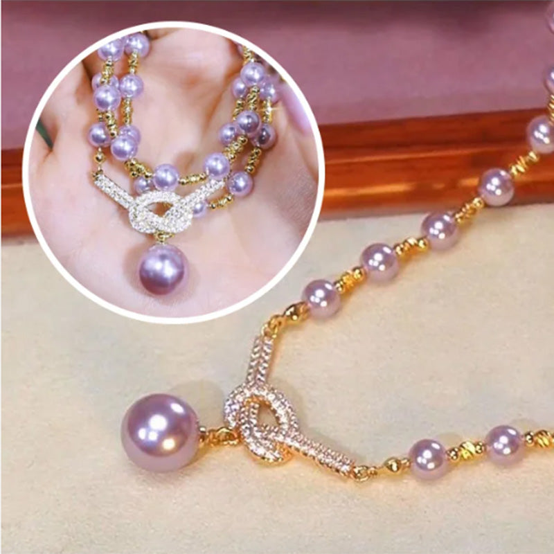 👸High-grade Purple Full Diamond Beads Necklace✨