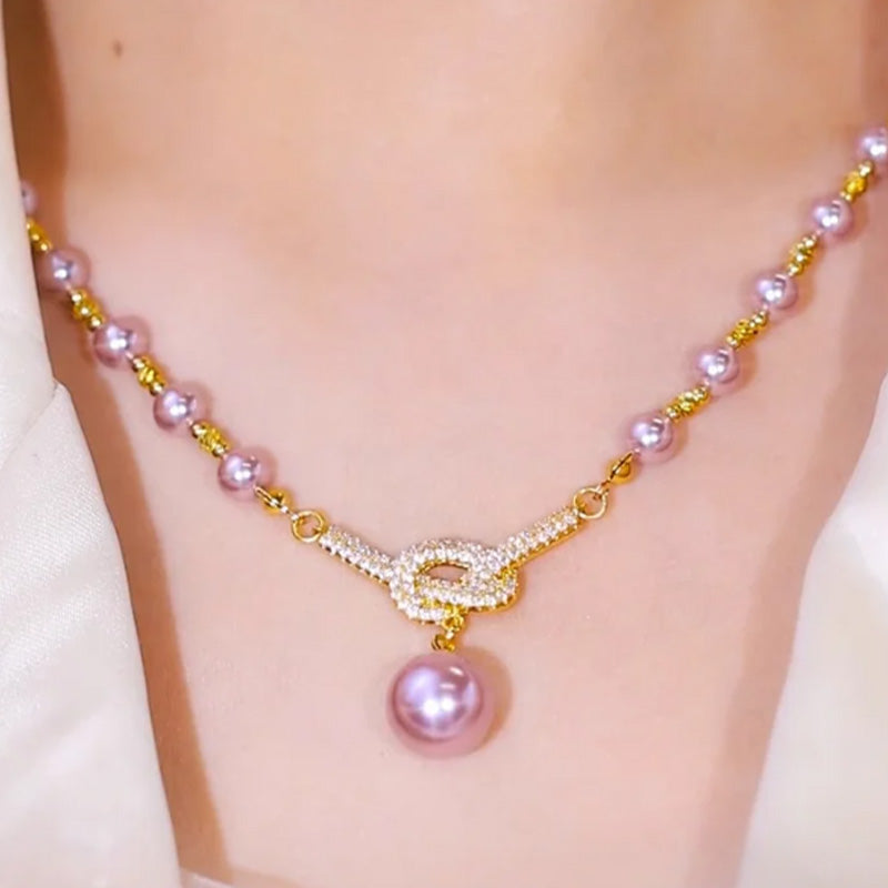 👸High-grade Purple Full Diamond Beads Necklace✨