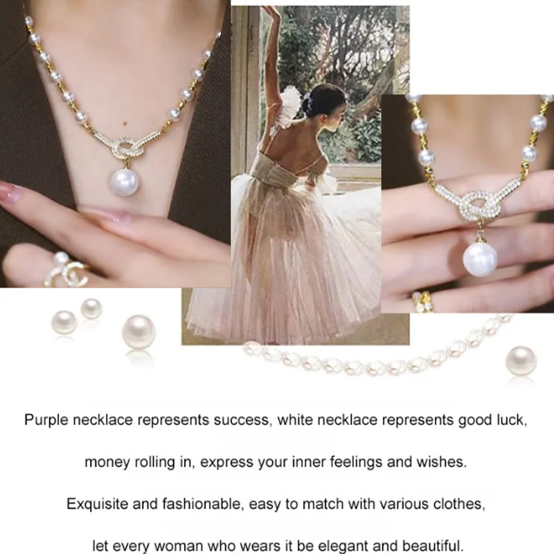 👸High-grade Purple Full Diamond Beads Necklace✨