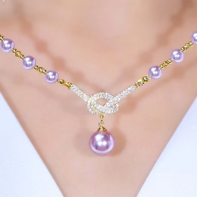 👸High-grade Purple Full Diamond Beads Necklace✨