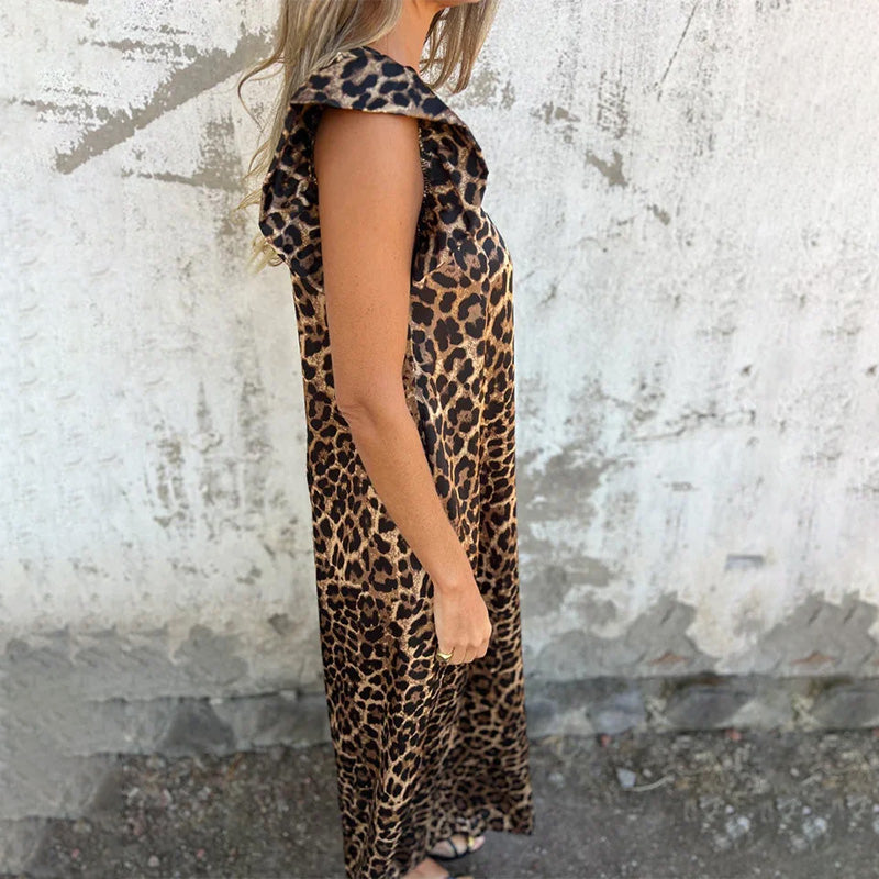 🔥Spring New✨Women's V-Neck Leopard Print & Solid Jumpsuit