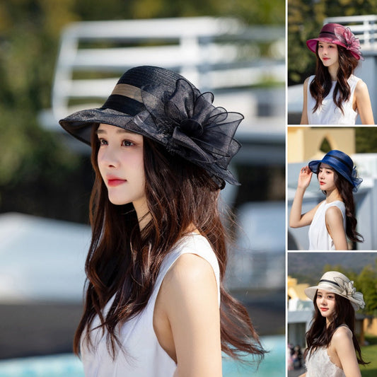 👒2025 Summer Essentials🙋‍♀️Elegant Wide Brim Flower UV Protective Hat
