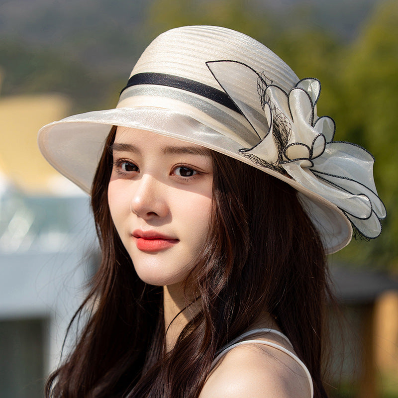 👒🙋‍♀️Elegant Wide Brim Flower UV Protective Hat