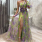 🎉🛍️Hot Promotion 55% OFF💃 Multicolor Asymmetric Party Dress With Flower Details