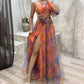 🎉🛍️Hot Promotion 55% OFF💃 Multicolor Asymmetric Party Dress With Flower Details