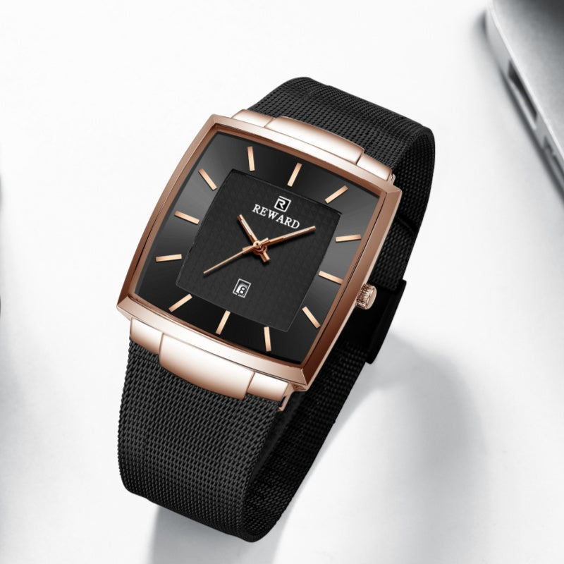 🔥Men’s Ultra-thin Square Mesh Belt Quartz Watch