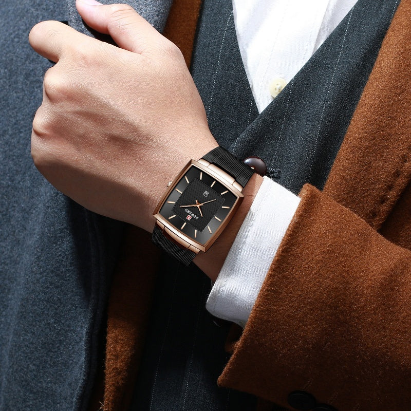 🔥Men’s Ultra-thin Square Mesh Belt Quartz Watch