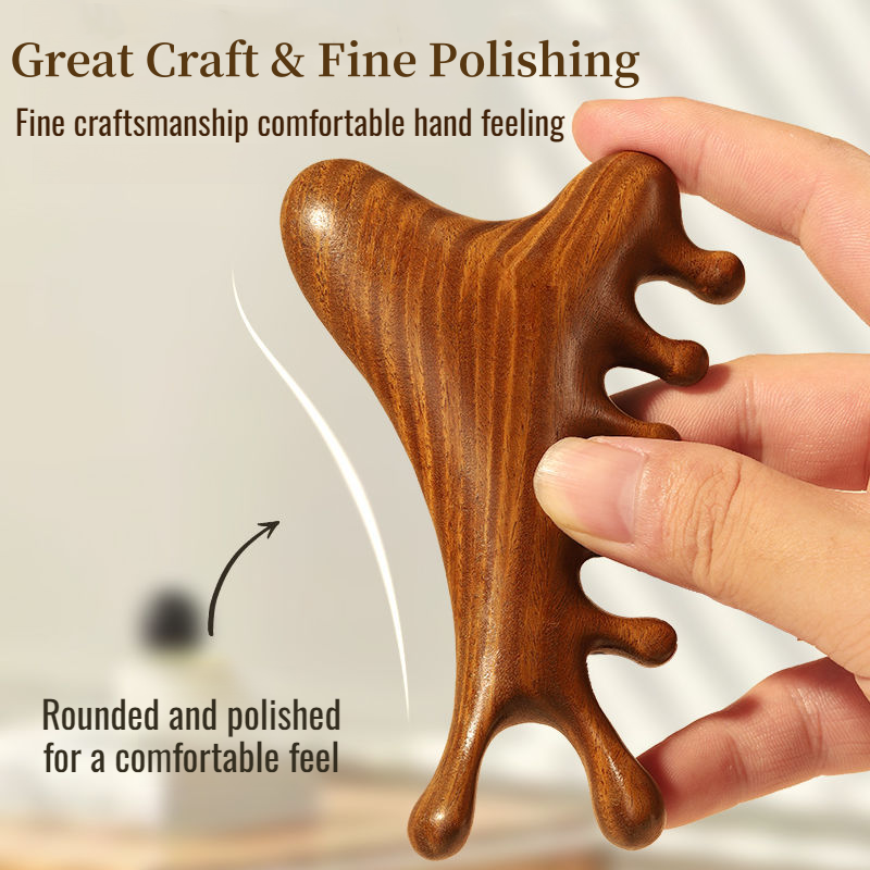 4-in-1 Wooden Scalp Massage Comb Gua Sha Tool