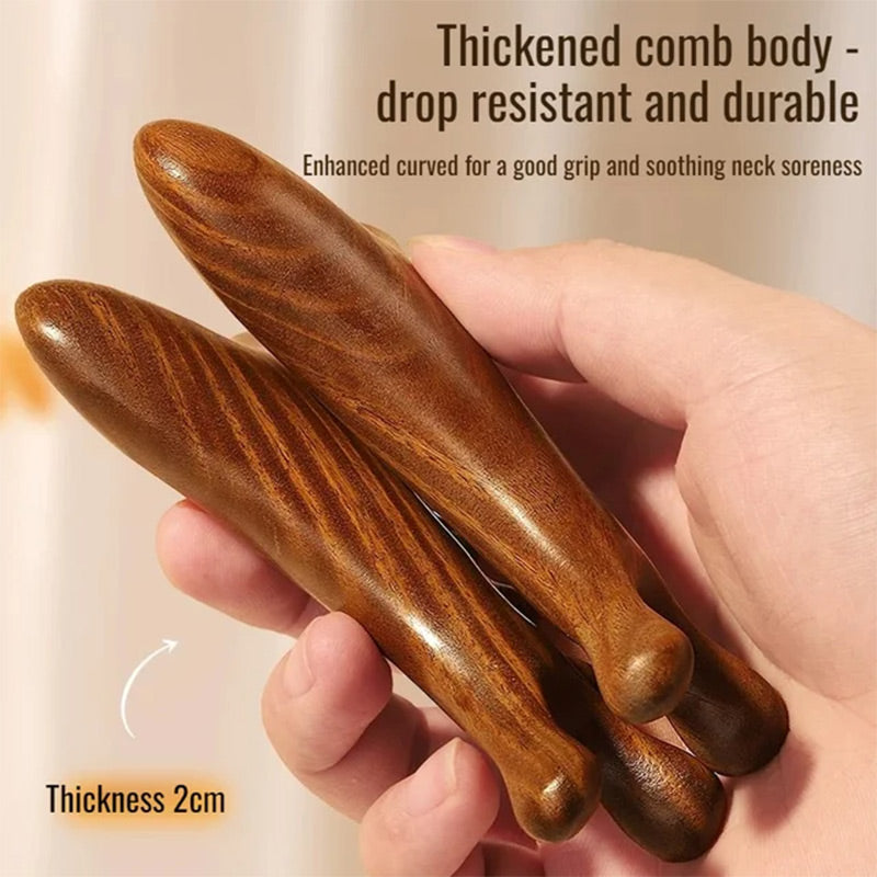 4-in-1 Wooden Scalp Massage Comb Gua Sha Tool