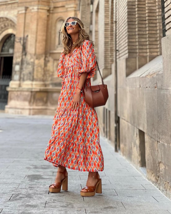 🎊Big price reduction🎊2025 Popular Women's Elegant Puff Sleeve Floral Boho Maxi Dress