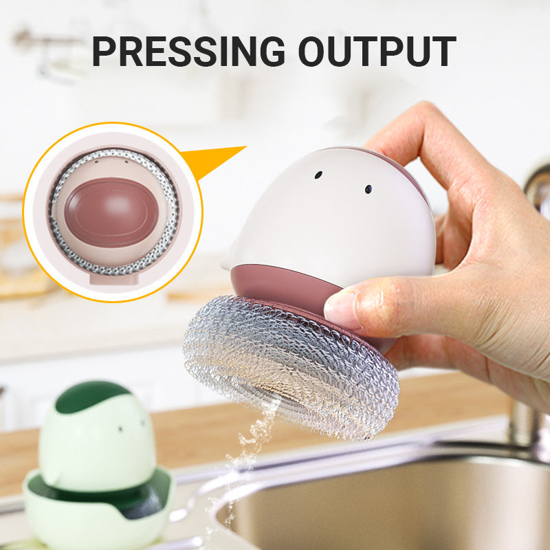 🧼BUY 3 GET 2 FREE🎁Cute Steel Scrubber with Detergent Dispenser🛒 BUY 3 GET 2 FREE Scrub & Dispense  Make Cleaning Fun & Easy