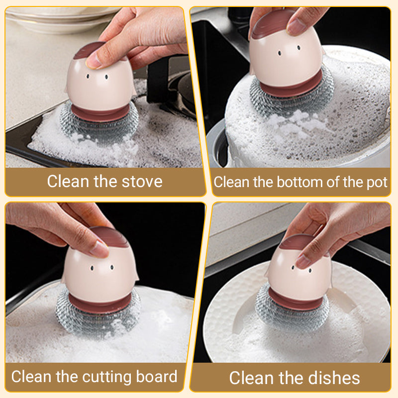 🧼BUY 3 GET 2 FREE🎁Cute Steel Scrubber with Detergent Dispenser🛒 BUY 3 GET 2 FREE Scrub & Dispense  Make Cleaning Fun & Easy