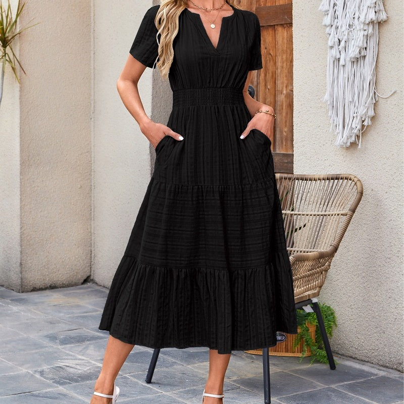 💃Unleash The Charm Of Femininity💞Spring New Arrival💞Women's Casual Summer Short-Sleeve V-Neck Long Dresses (zhou ye)