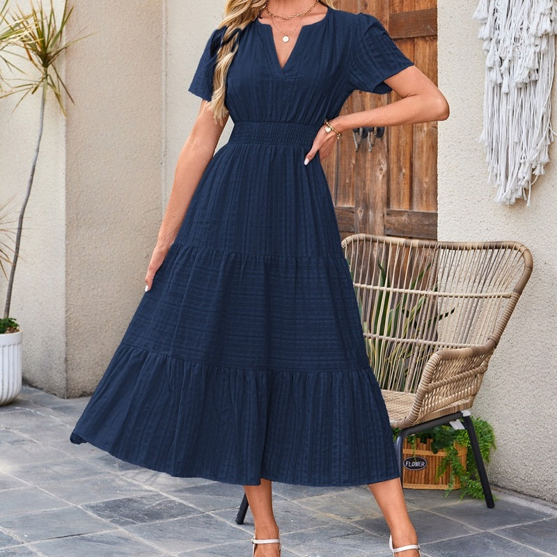 💃Unleash The Charm Of Femininity💞Spring New Arrival💞Women's Casual Summer Short-Sleeve V-Neck Long Dresses (zhou ye)