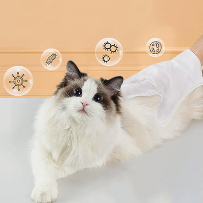Protecting the health of pets and family ✨ Pet Glove Bathing Wipes for 🐶Dogs & Cats😺(zhou ye)