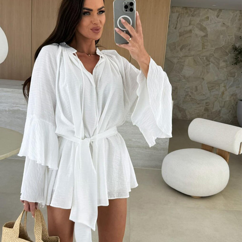 👗2025 Spring Hot Sale 50% OFF😍Women's Solid Color Loose Mini Dress
