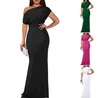 👗Women's Elegant Solid Color Strapless Slim Long Dresses
