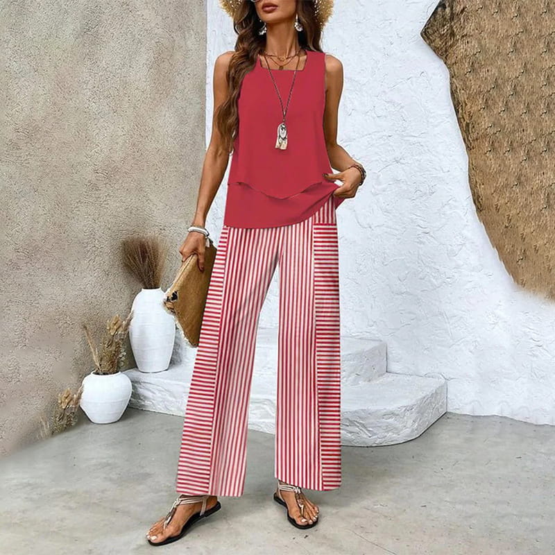 🎉Weekend Promotion 50% OFF🌺Women’s Trendy Print 2 Piece Outfits Sleeveless Top & Pants✨