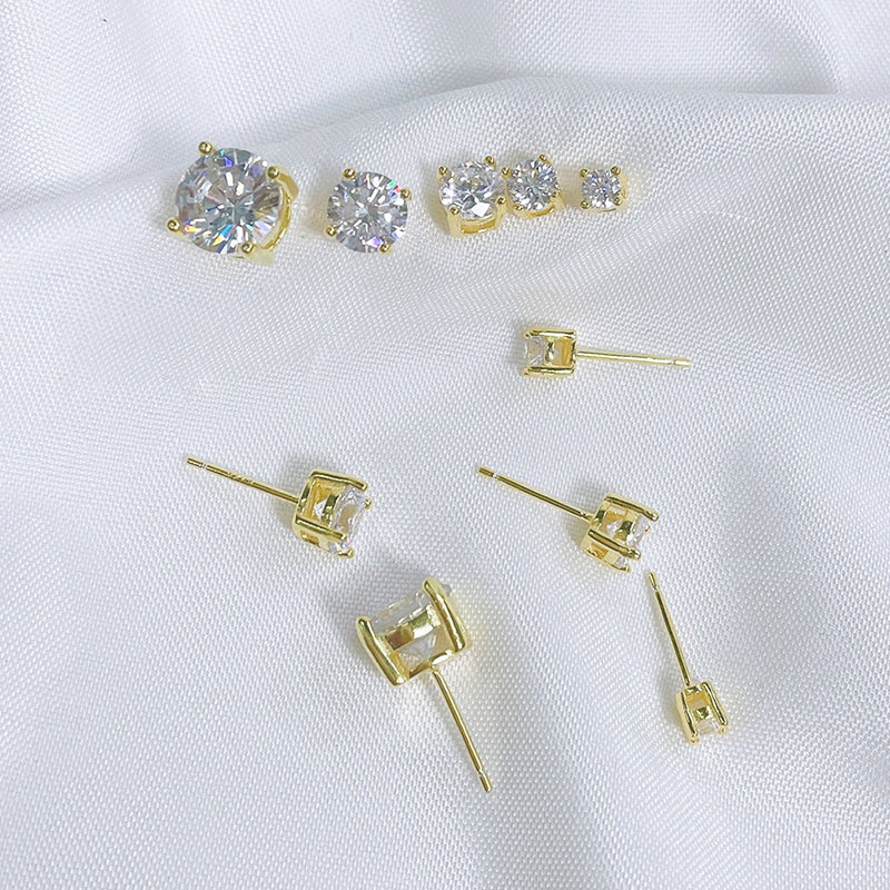 👸Sparkling Moissanite Round Stud Earrings（50% OFF）
