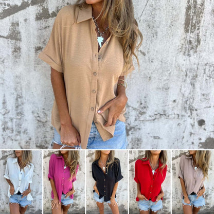 🌸Spring Specials💐 Women's Casual Solid Color Loose Fit Shirt