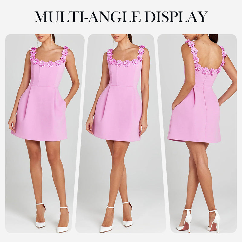 🎀Spring New Arrivals👗Women's Elegant Floral Square Neck Pocket Dress