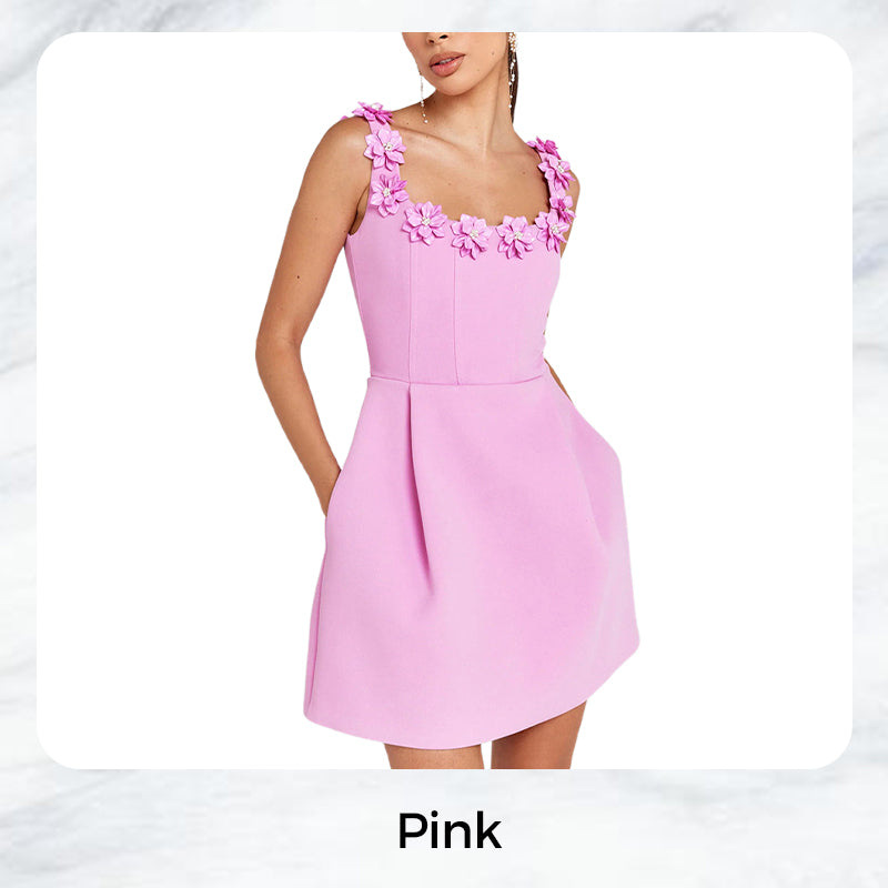 🎀Spring New Arrivals👗Women's Elegant Floral Square Neck Pocket Dress