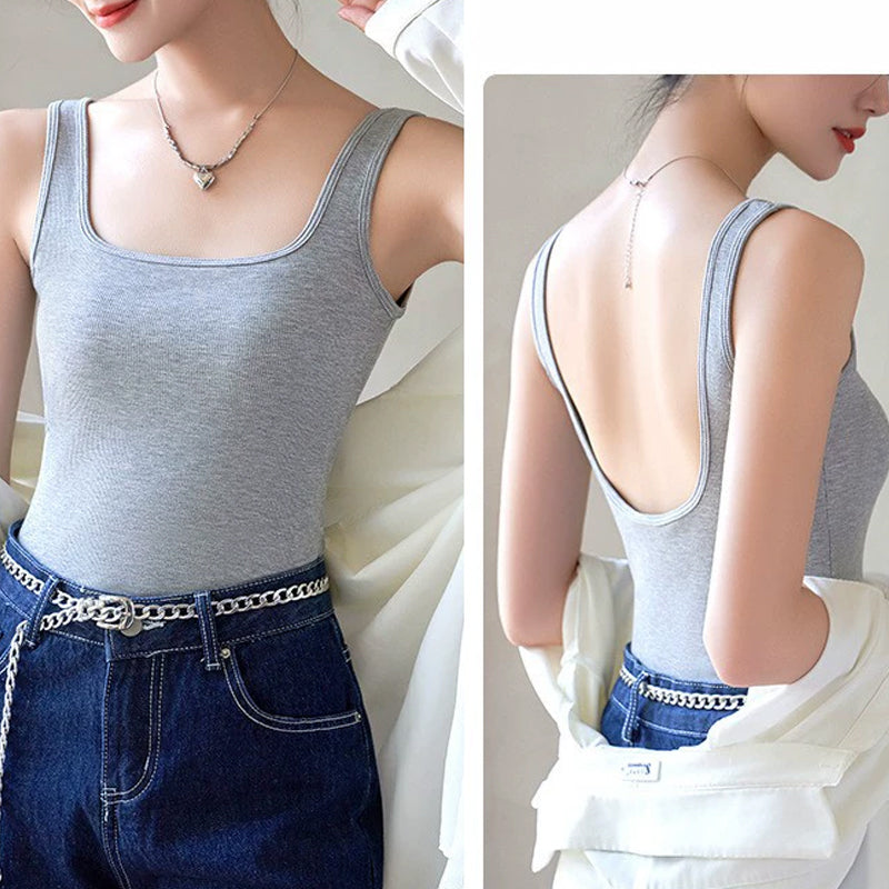 👙✨Women's Comfortable Backless Tank Top with Built-in Bra💕 Effortless Comfort, Built-in Support, Summer Must-Have!