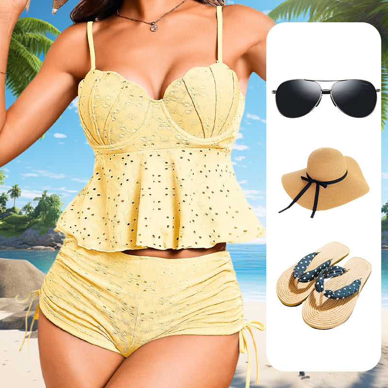 👙🌊Women's Steel Brace Solid Color Halter Split Bikini💥 50% OFF for a Limited Time! Elegant steel bra design, showcases charming curves, essential for summer beaches!
