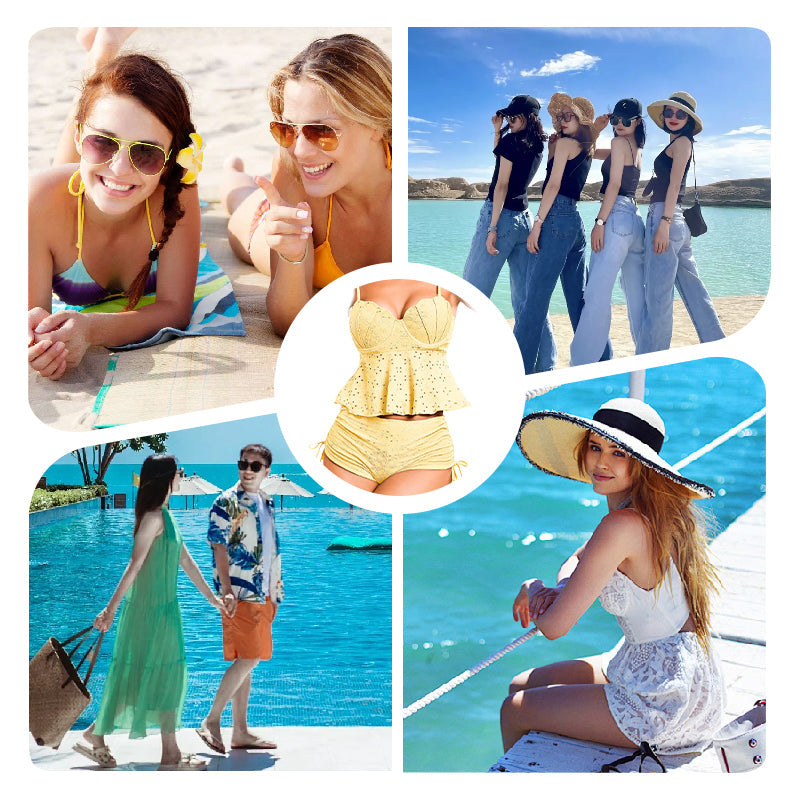 👙🌊Women's Steel Brace Solid Color Halter Split Bikini💥 50% OFF for a Limited Time! Elegant steel bra design, showcases charming curves, essential for summer beaches!