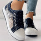 👟2025 New Design🙋‍♀️✨Ladies Casual Flat Round Toe Lace Up Low Top Shoes