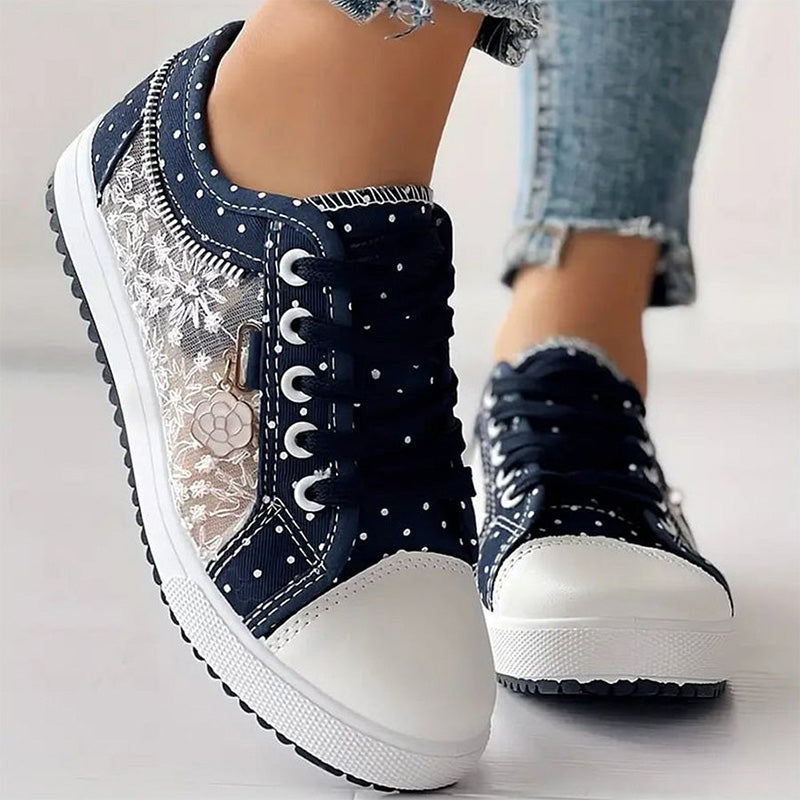 👟2025 New Design🙋‍♀️✨Ladies Casual Flat Round Toe Lace Up Low Top Shoes