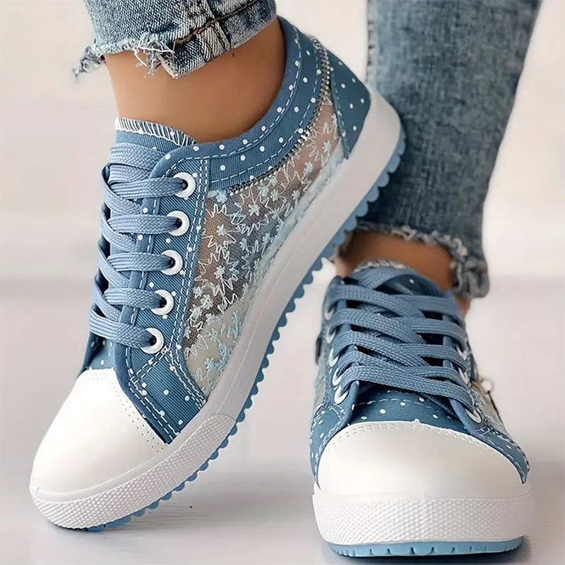 👟2025 New Design🙋‍♀️✨Ladies Casual Flat Round Toe Lace Up Low Top Shoes