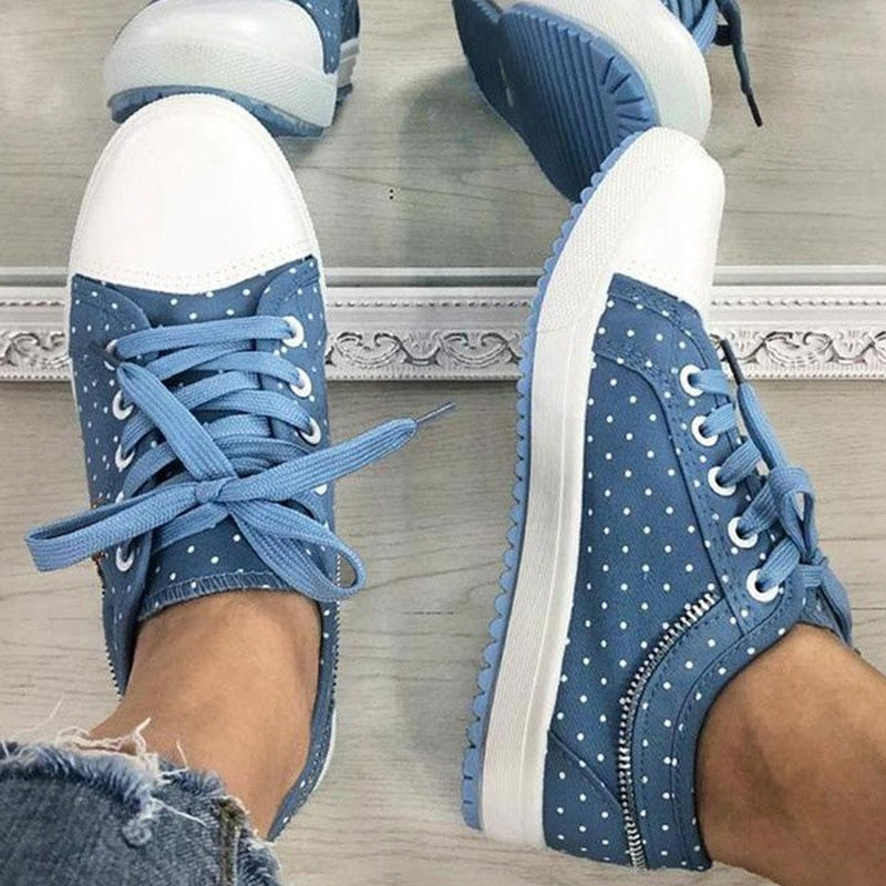 👟2025 New Design🙋‍♀️✨Ladies Casual Flat Round Toe Lace Up Low Top Shoes