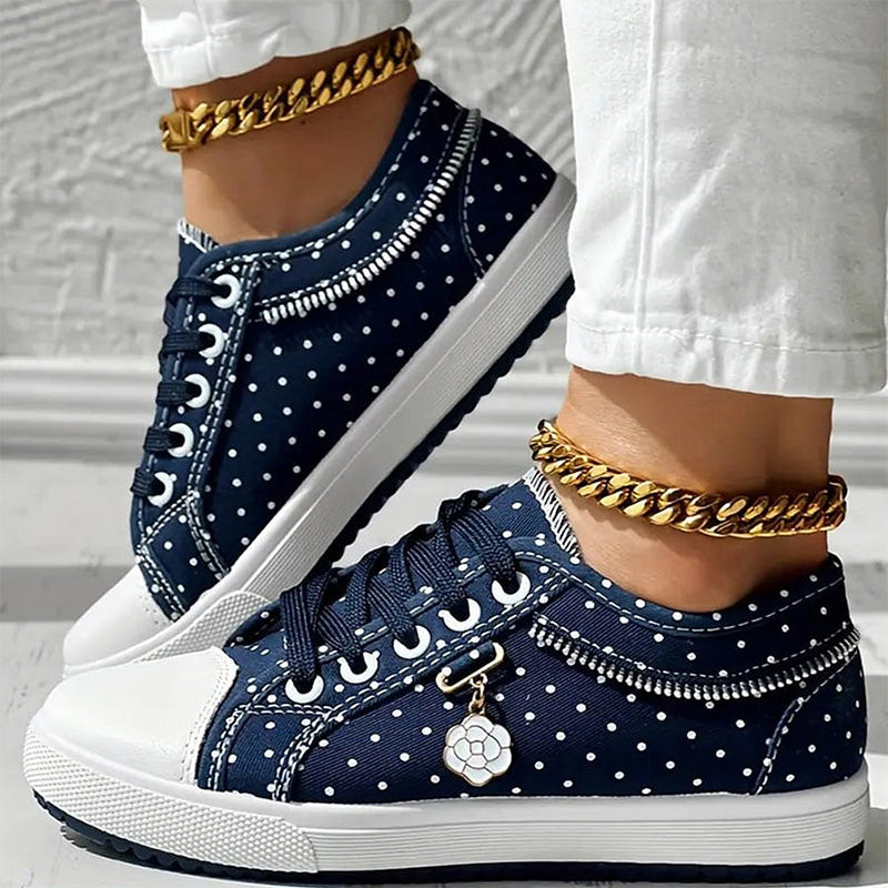 👟2025 New Design🙋‍♀️✨Ladies Casual Flat Round Toe Lace Up Low Top Shoes