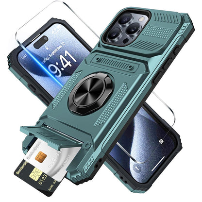 📱Exclusive for iPhone💜 Card Holder & Ring Grip Full-Body Anti-Shock Case🛡️