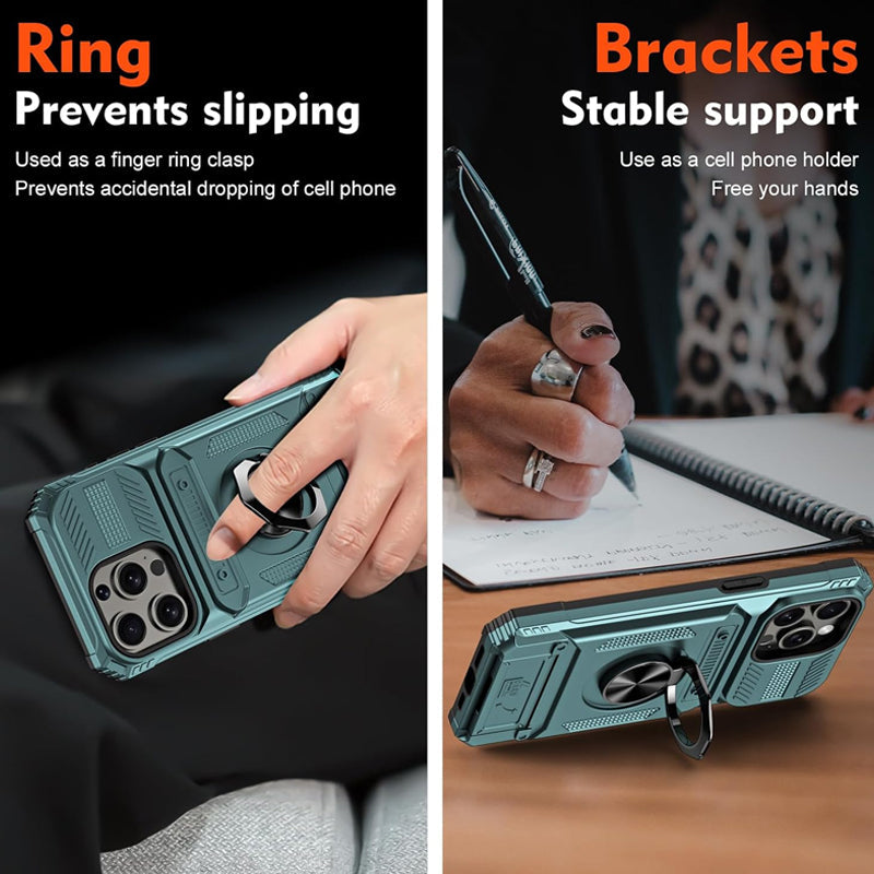 📱Exclusive for iPhone💜 Card Holder & Ring Grip Full-Body Anti-Shock Case🛡️