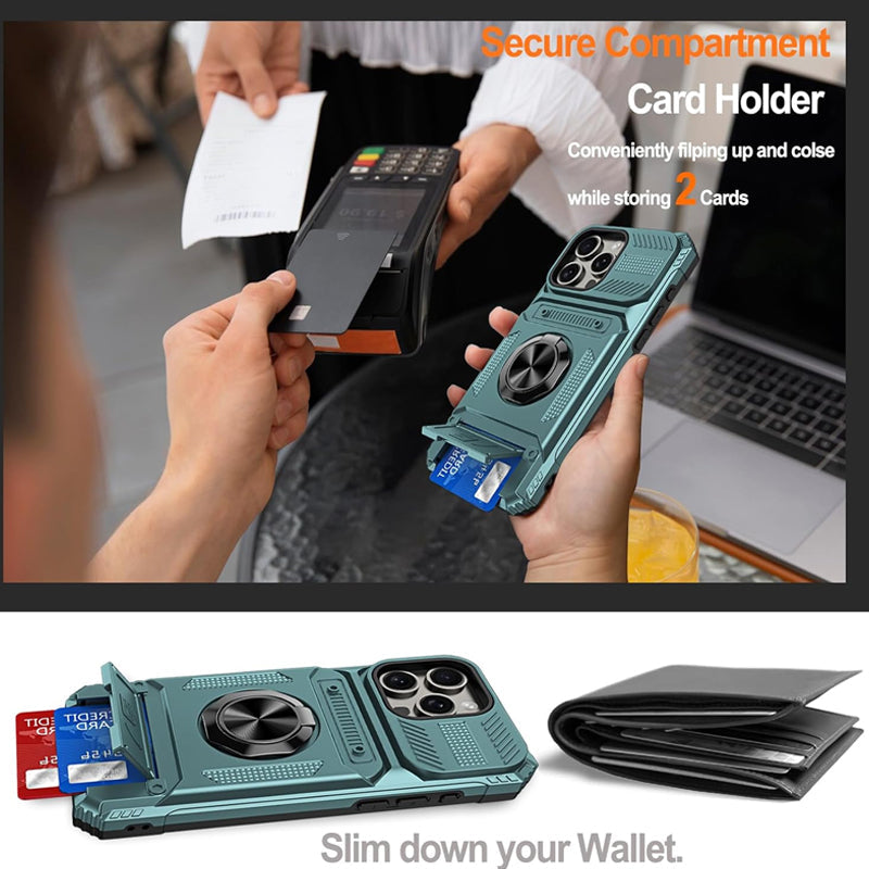 📱Exclusive for iPhone💜 Card Holder & Ring Grip Full-Body Anti-Shock Case🛡️