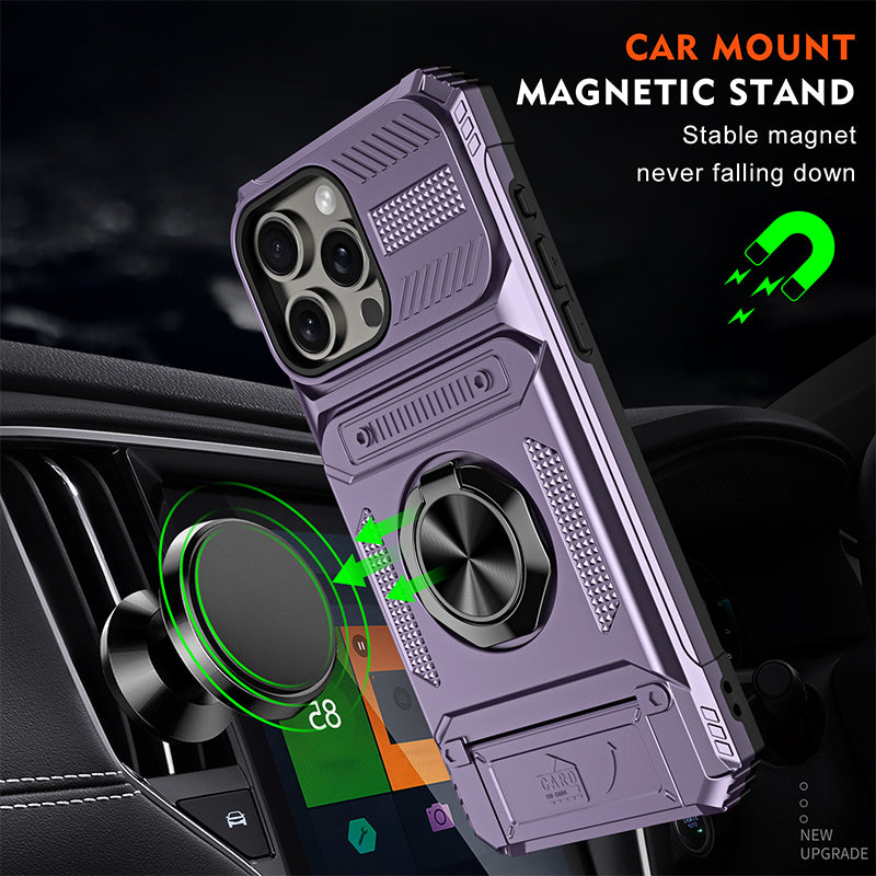 📱Exclusive for iPhone💜 Card Holder & Ring Grip Full-Body Anti-Shock Case🛡️