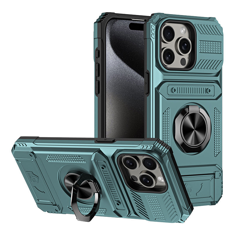 📱Exclusive for iPhone💜 Card Holder & Ring Grip Full-Body Anti-Shock Case🛡️