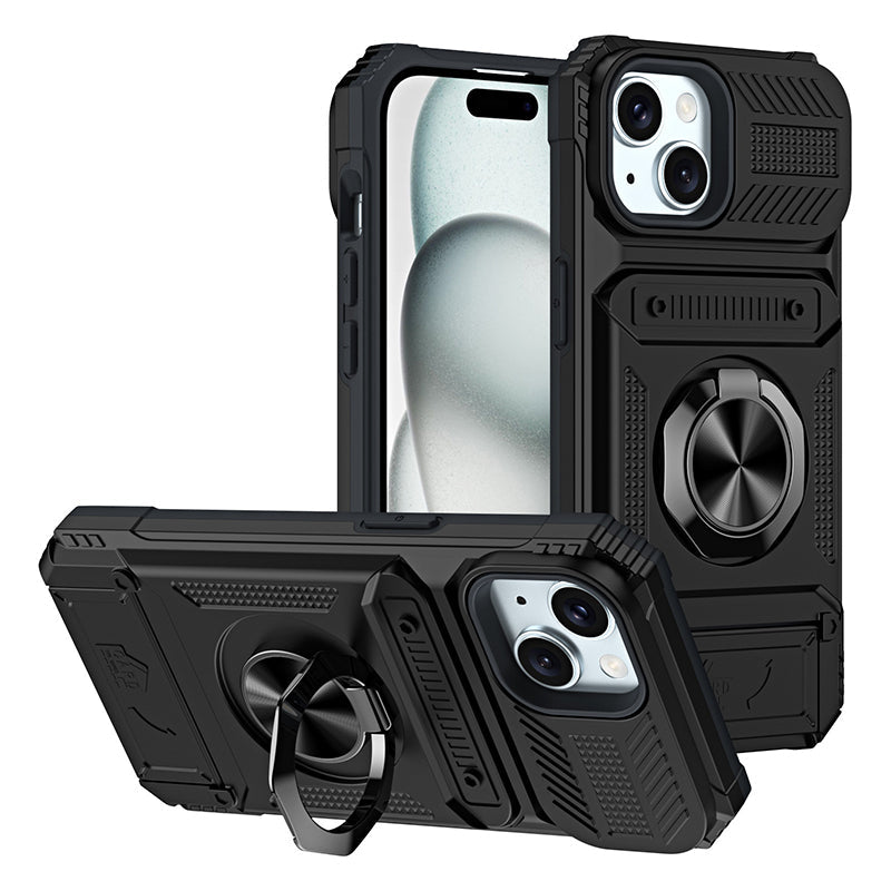 📱Exclusive for iPhone💜 Card Holder & Ring Grip Full-Body Anti-Shock Case🛡️